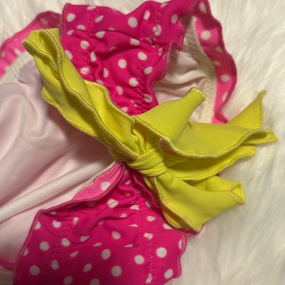 Victoria's Secret Pink and Yellow polka dot Bikini set with Ruched Design M/L - Picture 9 of 12